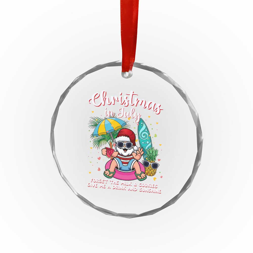 Christmas in July Santa Crystal Glass Ornament Palm Tree Beach Summer Hawaii