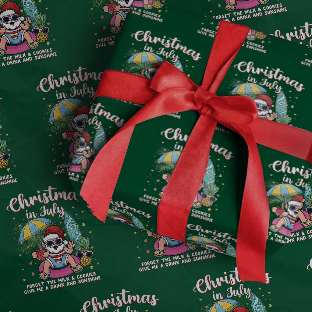 Christmas in July Santa Wrapping Paper Roll Palm Tree Beach Summer Hawaii