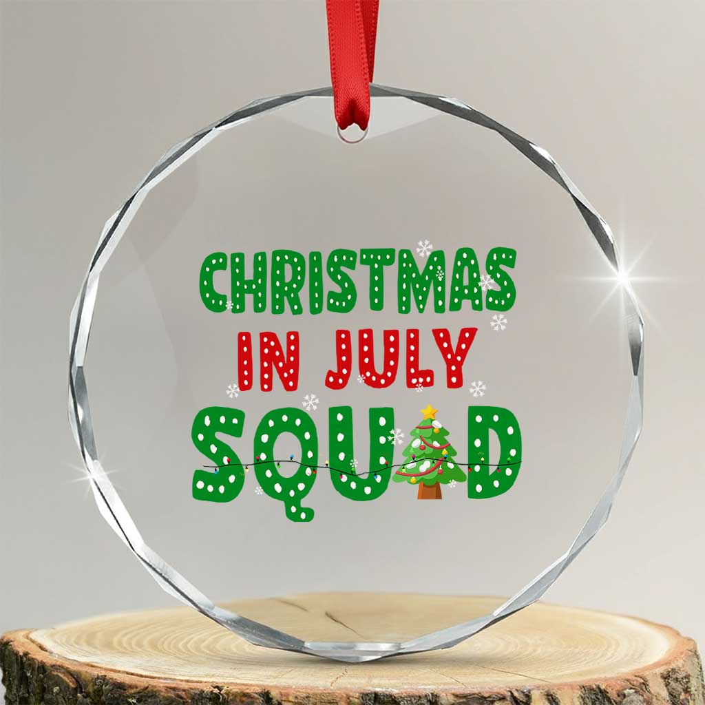 Christmas In July Squad Crystal Glass Ornament Funny Summer Xmas TS10 Transparent Glass 3'' Circle Print Your Wear