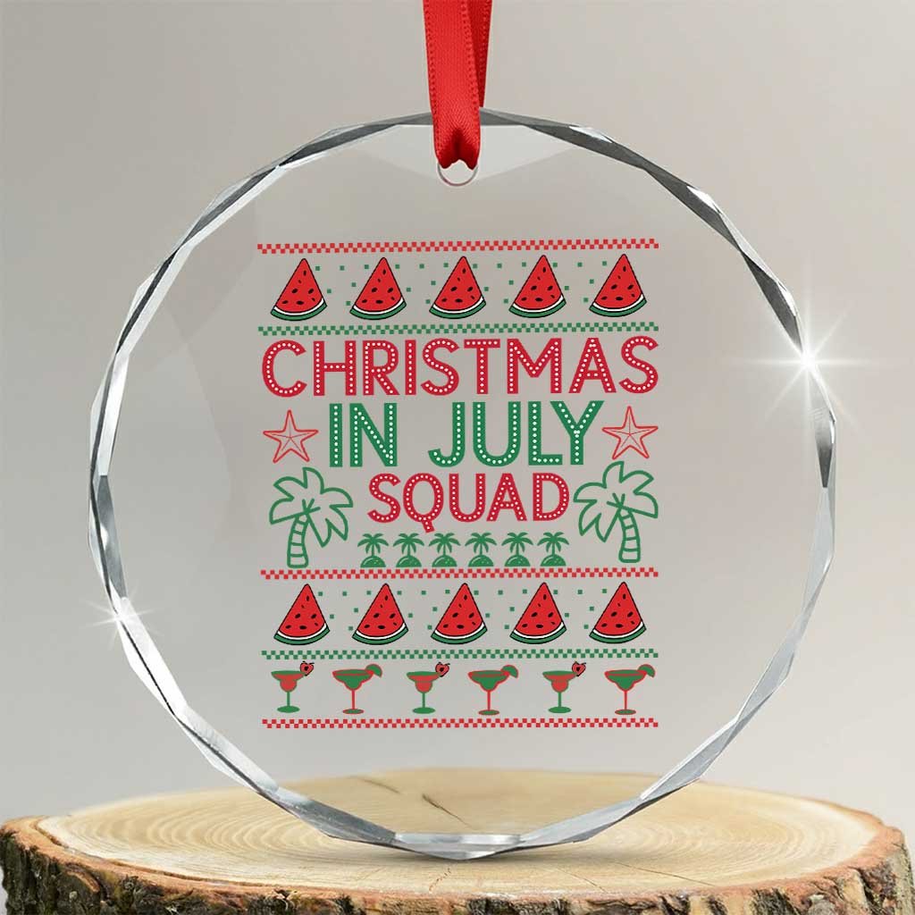 Christmas In July Squad Crystal Glass Ornament Tropical Beach Party Graphic TS12 Transparent Glass 3'' Circle Print Your Wear