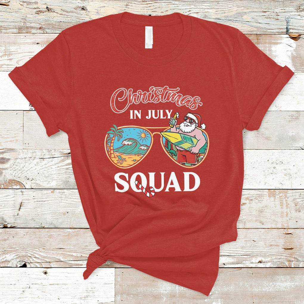 Christmas In July Squad Funny Summer Xmas Beach Holiday T Shirt TS02 Red Printyourwear