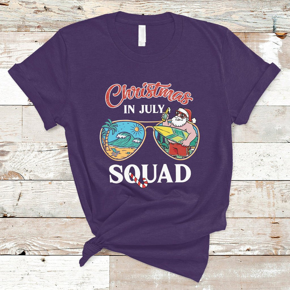 Christmas In July Squad Funny Summer Xmas Beach Holiday T Shirt TS02 Purple Printyourwear