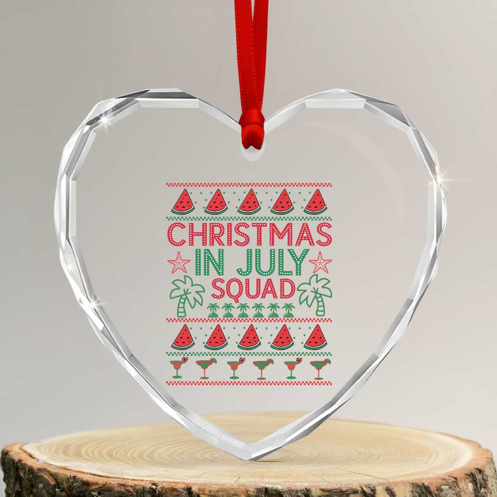 Christmas In July Squad Heart Crystal Glass Ornament Tropical Beach Party Graphic TS12 Transparent Glass 3'' Heart Print Your Wear