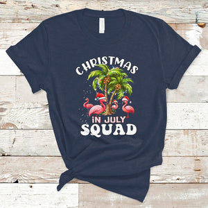 Christmas in July Squad Pink Flamingo Funny Xmas Matching T Shirt TS02 Navy Printyourwear