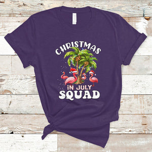 Christmas in July Squad Pink Flamingo Funny Xmas Matching T Shirt TS02 Purple Printyourwear