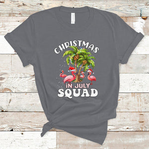 Christmas in July Squad Pink Flamingo Funny Xmas Matching T Shirt TS02 Charcoal Printyourwear