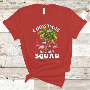 Christmas in July Squad Pink Flamingo Funny Xmas Matching T Shirt TS02 Red Printyourwear