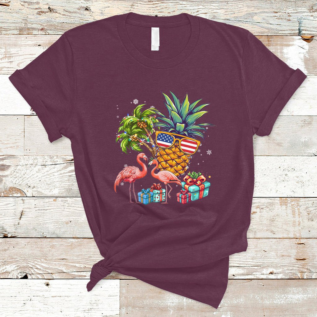 Christmas in July T Shirt Christmas In July Flamingo Pineapple Xmas Squad Summer TS02 Maroon Printyourwear