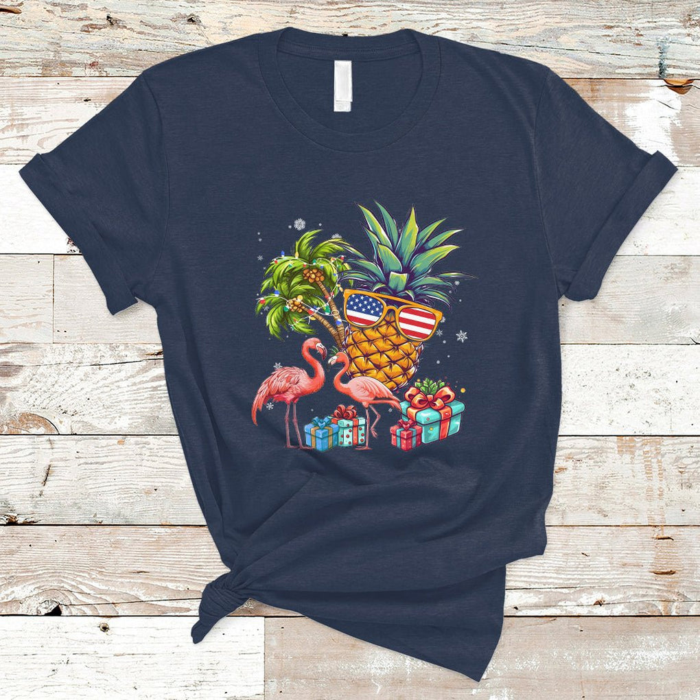 Christmas in July T Shirt Christmas In July Flamingo Pineapple Xmas Squad Summer TS02 Navy Printyourwear