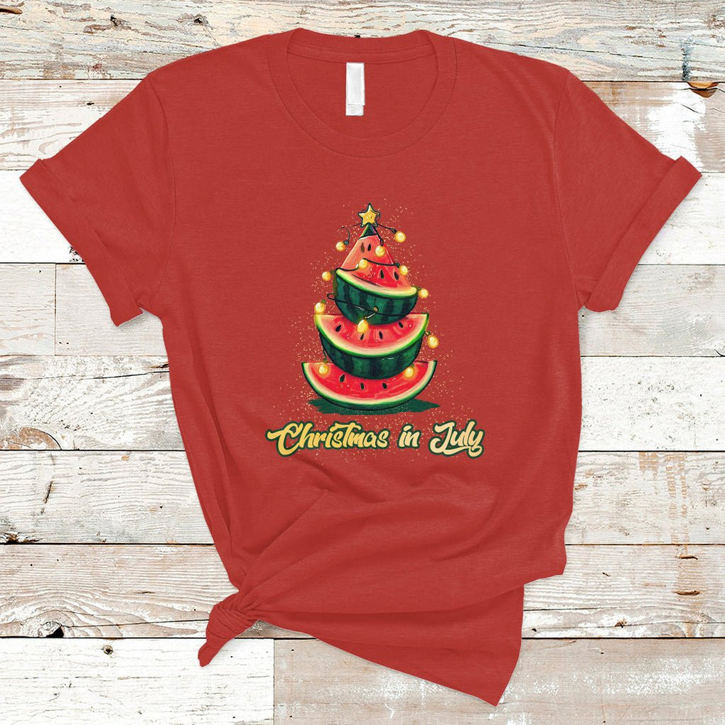 Christmas in July T Shirt Christmas In July Watermelon Xmas Tree Funny Summer Vacation TS02 Red Printyourwear