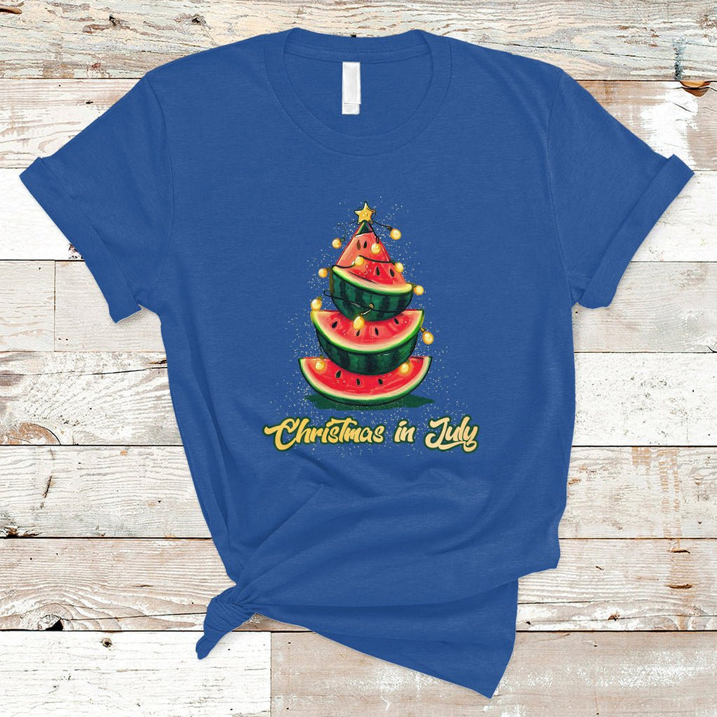 Christmas in July T Shirt Christmas In July Watermelon Xmas Tree Funny Summer Vacation TS02 Royal Blue Printyourwear