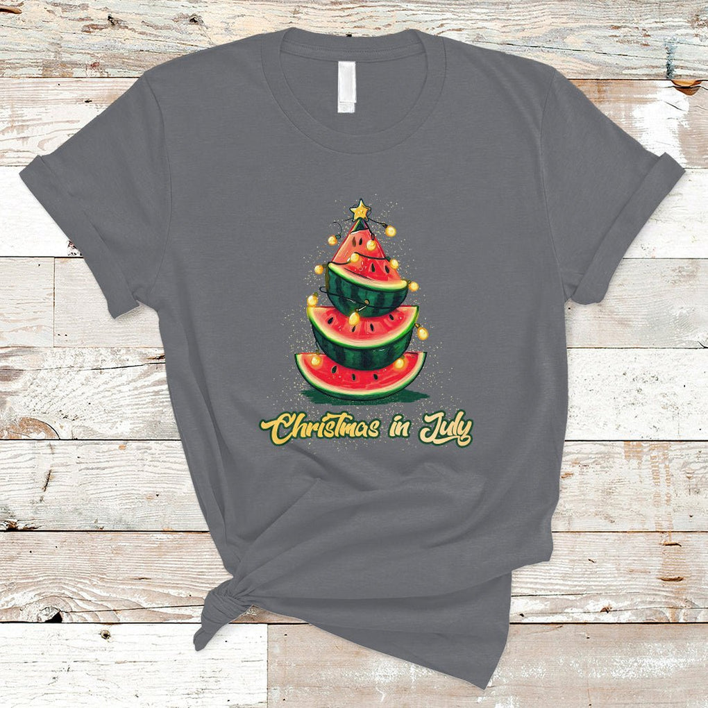 Christmas in July T Shirt Christmas In July Watermelon Xmas Tree Funny Summer Vacation TS02 Charcoal Printyourwear
