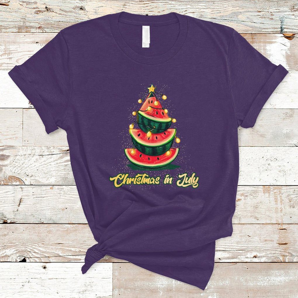 Christmas in July T Shirt Christmas In July Watermelon Xmas Tree Funny Summer Vacation TS02 Purple Printyourwear