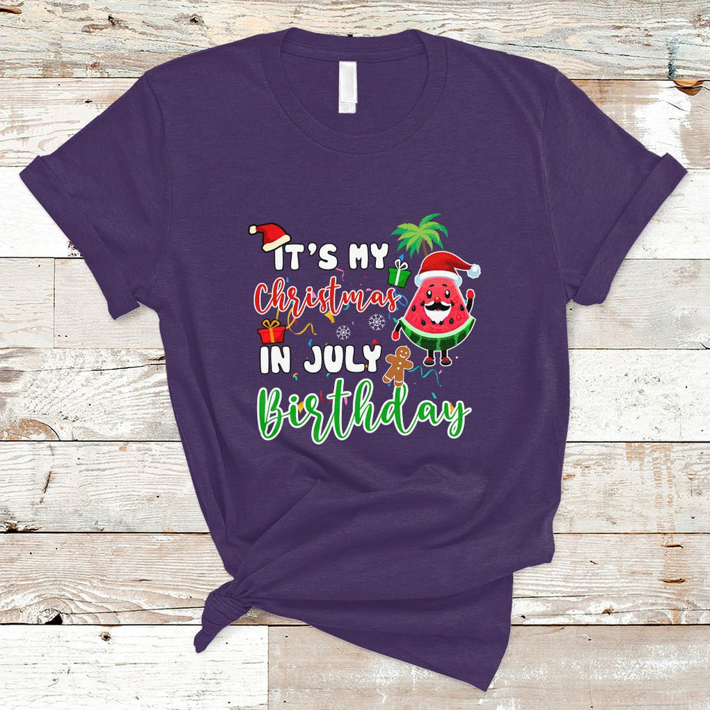 Christmas in July T Shirt Its My Christmas In July Birthday Santa Xmas Summer Vacation TS02 Purple Printyourwear