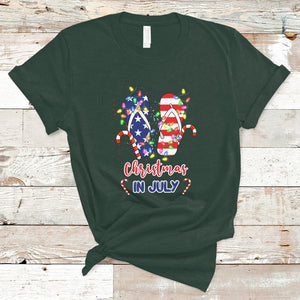 Christmas in July T Shirt Xmas in July Flip Flops Xmas Lights Beach Lovers Summer TS02 Dark Forest Green Printyourwear