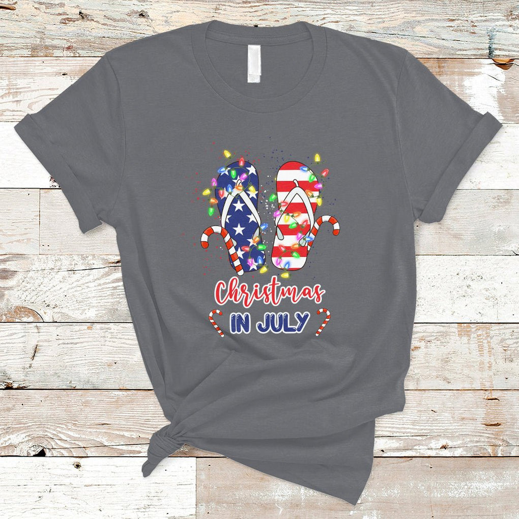 Christmas in July T Shirt Xmas in July Flip Flops Xmas Lights Beach Lovers Summer TS02 Charcoal Printyourwear