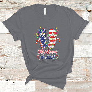 Christmas in July T Shirt Xmas in July Flip Flops Xmas Lights Beach Lovers Summer TS02 Charcoal Printyourwear