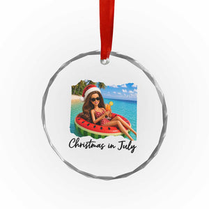 Christmas In July Tropical Doll Face Meme Crystal Glass Ornament Summer Vacation Graphic