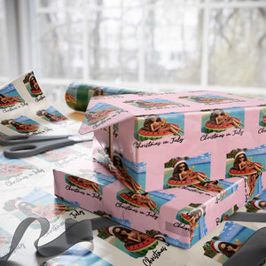 Christmas In July Tropical Doll Face Meme Wrapping Paper Roll Summer Vacation Graphic
