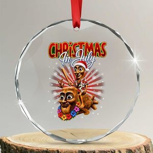 Christmas In July Tung Tung Tung TTT Sahur Cursed Meme Crystal Glass Ornament Funny Ironic Tropical Summer Hawaiian Holiday Surreal