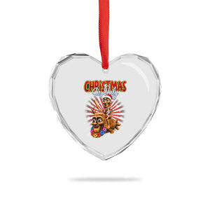 Christmas In July Tung Tung Tung TTT Sahur Cursed Meme Heart Crystal Glass Ornament Funny Ironic Tropical Summer Hawaiian Holiday Surreal