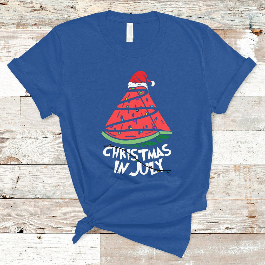 Christmas In July Watermelon Xmas Tree Summer Beach Vacation T Shirt TS02 Royal Blue Printyourwear