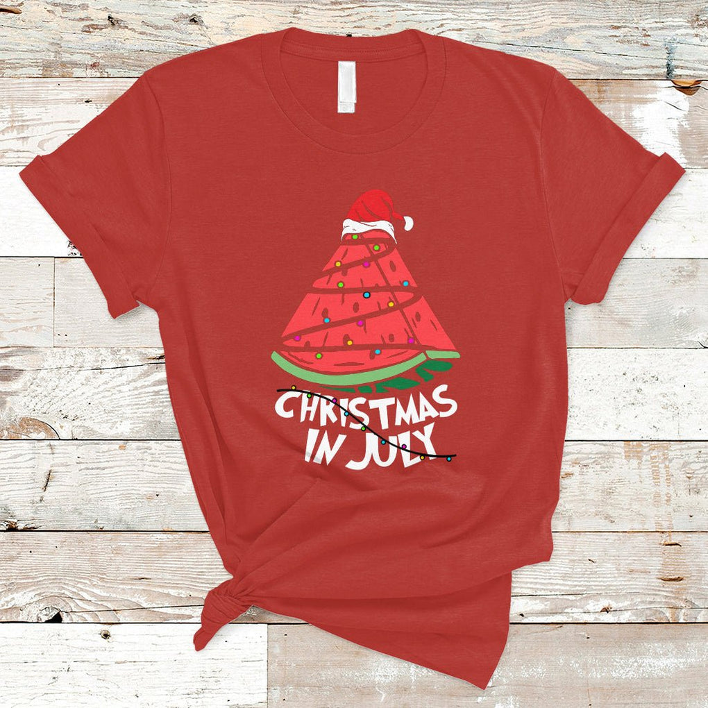 Christmas In July Watermelon Xmas Tree Summer Beach Vacation T Shirt TS02 Red Printyourwear