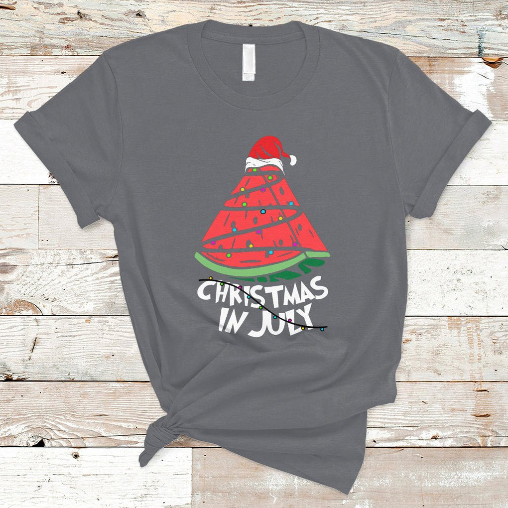 Christmas In July Watermelon Xmas Tree Summer Beach Vacation T Shirt TS02 Charcoal Printyourwear