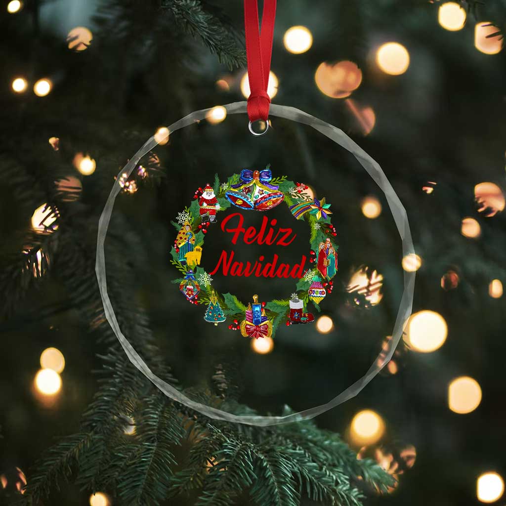Christmas In Mexico Crystal Glass Ornament Feliz Navidad Xmas Wreath TS11 Print Your Wear