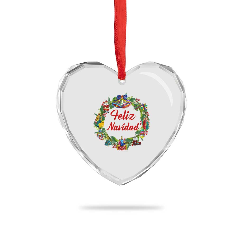 Christmas In Mexico Heart Crystal Glass Ornament Feliz Navidad Xmas Wreath TS11 Print Your Wear