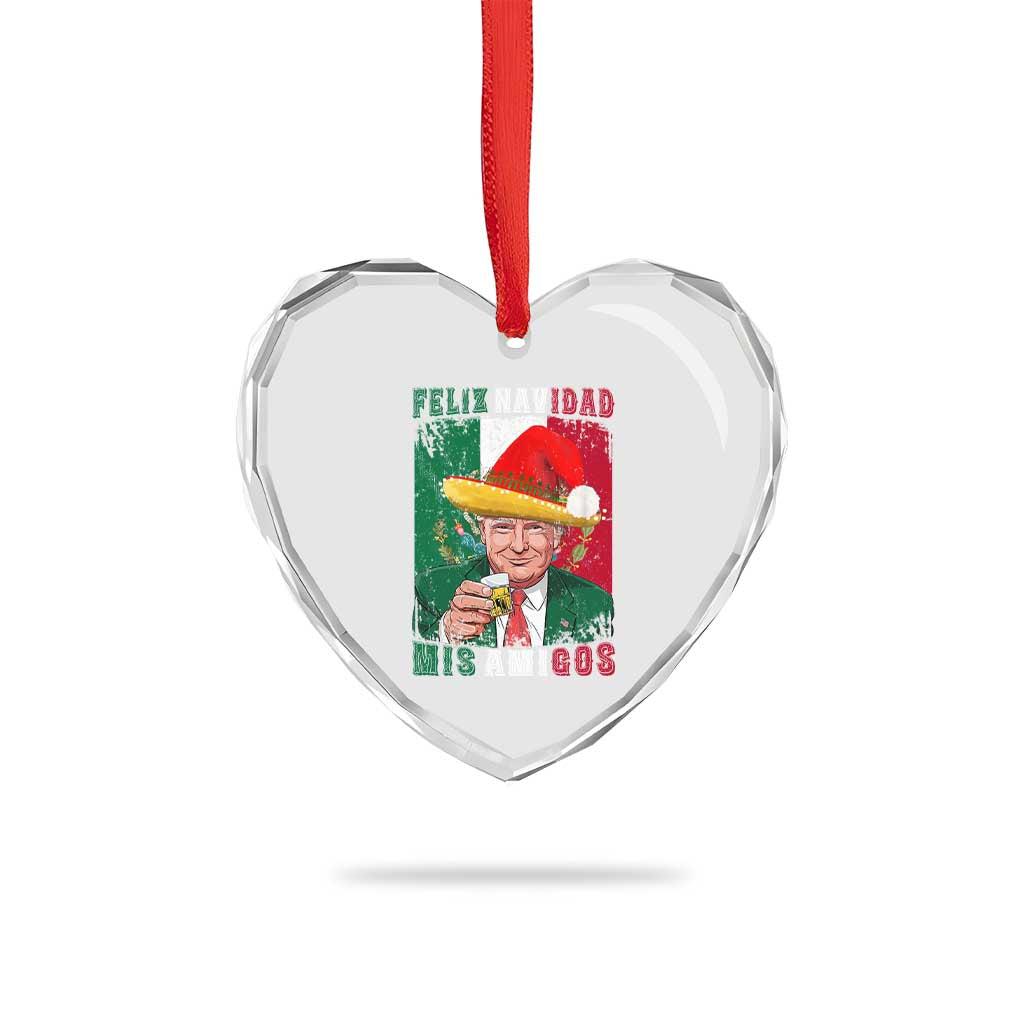Christmas In Mexico Trump Heart Crystal Glass Ornament Feliz Navidad Mis Amigos Santa Trump Tequila Shot TS11 Print Your Wear