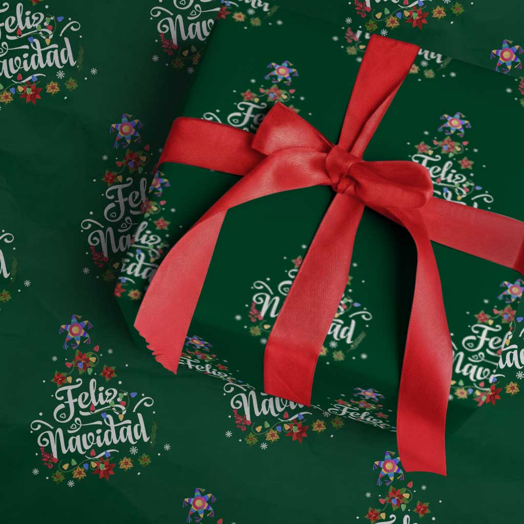 Christmas In Mexico Wrapping Paper Roll Feliz Navidad Pinata Star Xmas Tree TS11 Green Print Your Wear