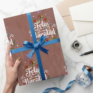 Christmas In Mexico Wrapping Paper Roll Feliz Navidad Pinata Star Xmas Tree TS11 Mocha Print Your Wear