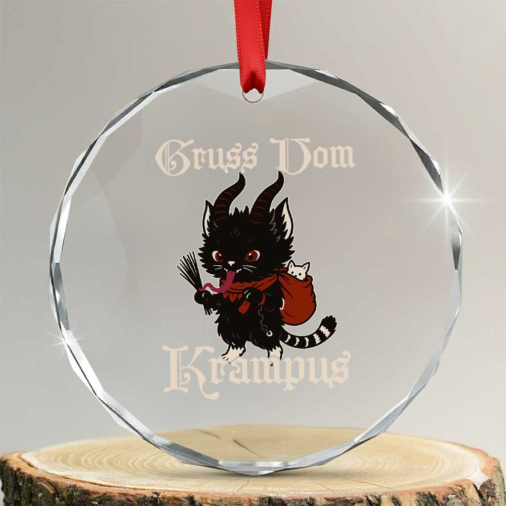 Christmas Krampus Cat Crystal Glass Ornament Gruss Vom Krampus Pagan Yule Xmas TS11 Transparent Glass 3'' Circle Print Your Wear