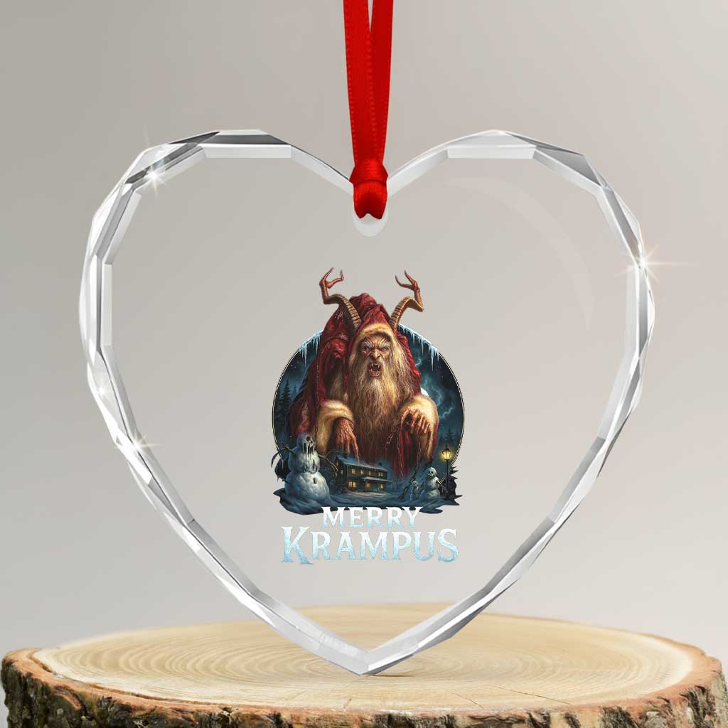 Christmas Krampus Heart Crystal Glass Ornament Merry Krampus Pagan Yule Nordic Xmas TS11 Transparent Glass 3'' Heart Print Your Wear