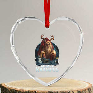 Christmas Krampus Heart Crystal Glass Ornament Merry Krampus Pagan Yule Nordic Xmas TS11 Transparent Glass 3'' Heart Print Your Wear