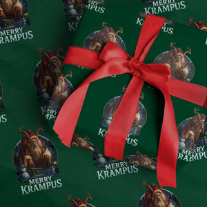 Christmas Krampus Wrapping Paper Roll Merry Krampus Pagan Yule Nordic Xmas TS11 Green Print Your Wear