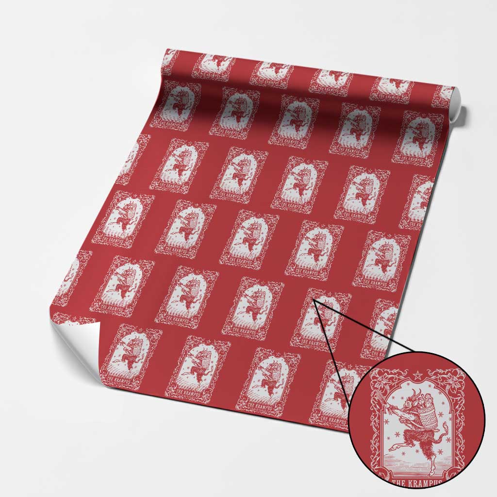 Christmas Krampus Wrapping Paper Roll Pagan Yule Nordic Xmas Krampus Evil Tarot Card TS11 Red Print Your Wear