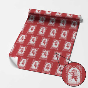 Christmas Krampus Wrapping Paper Roll Pagan Yule Nordic Xmas Krampus Evil Tarot Card TS11 Red Print Your Wear