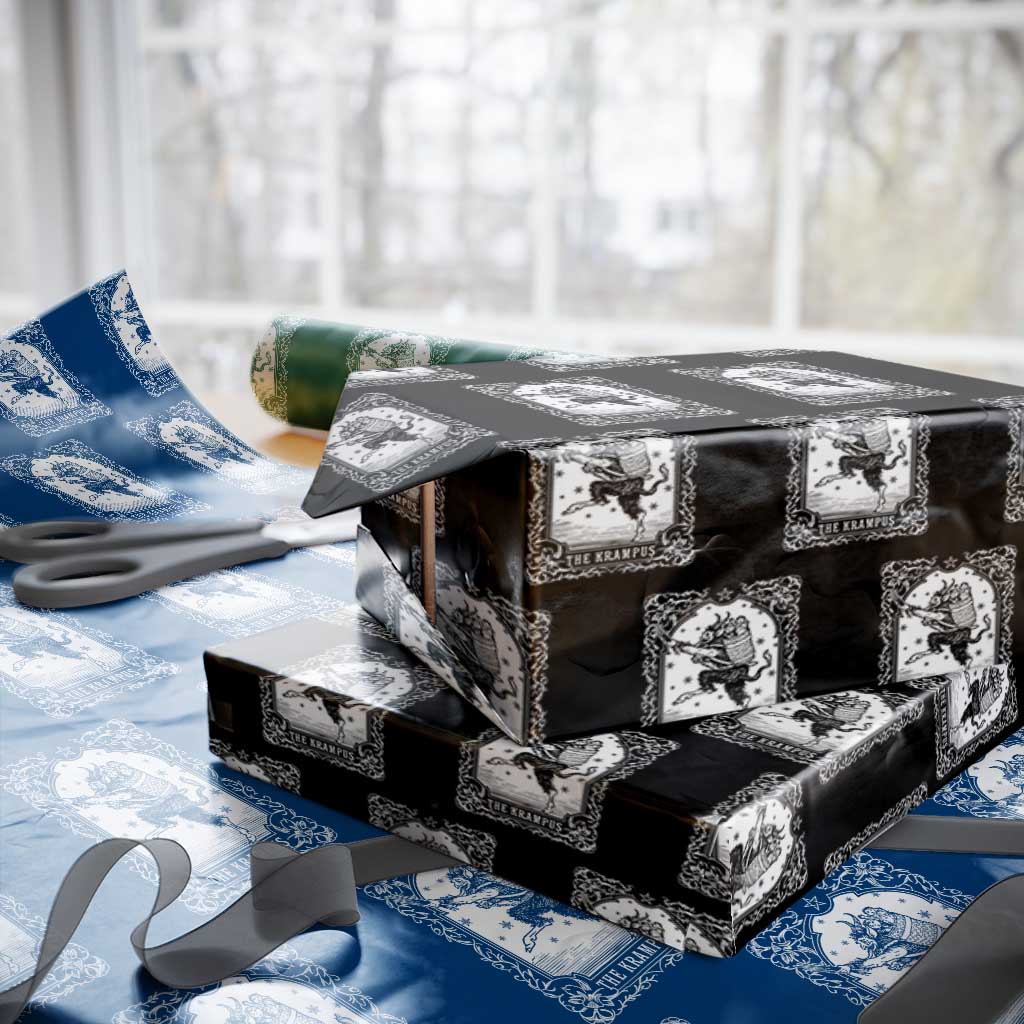 Christmas Krampus Wrapping Paper Roll Pagan Yule Nordic Xmas Krampus Evil Tarot Card TS11 Black Print Your Wear