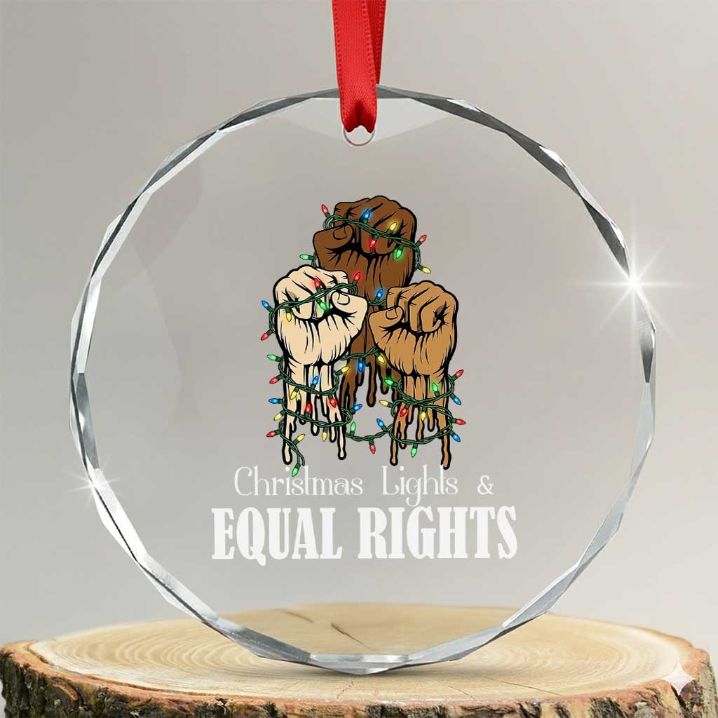Christmas Lights And Equal Rights Crystal Glass Ornament Diversity Xmas Gift TS12 Transparent Glass 3'' Circle Print Your Wear