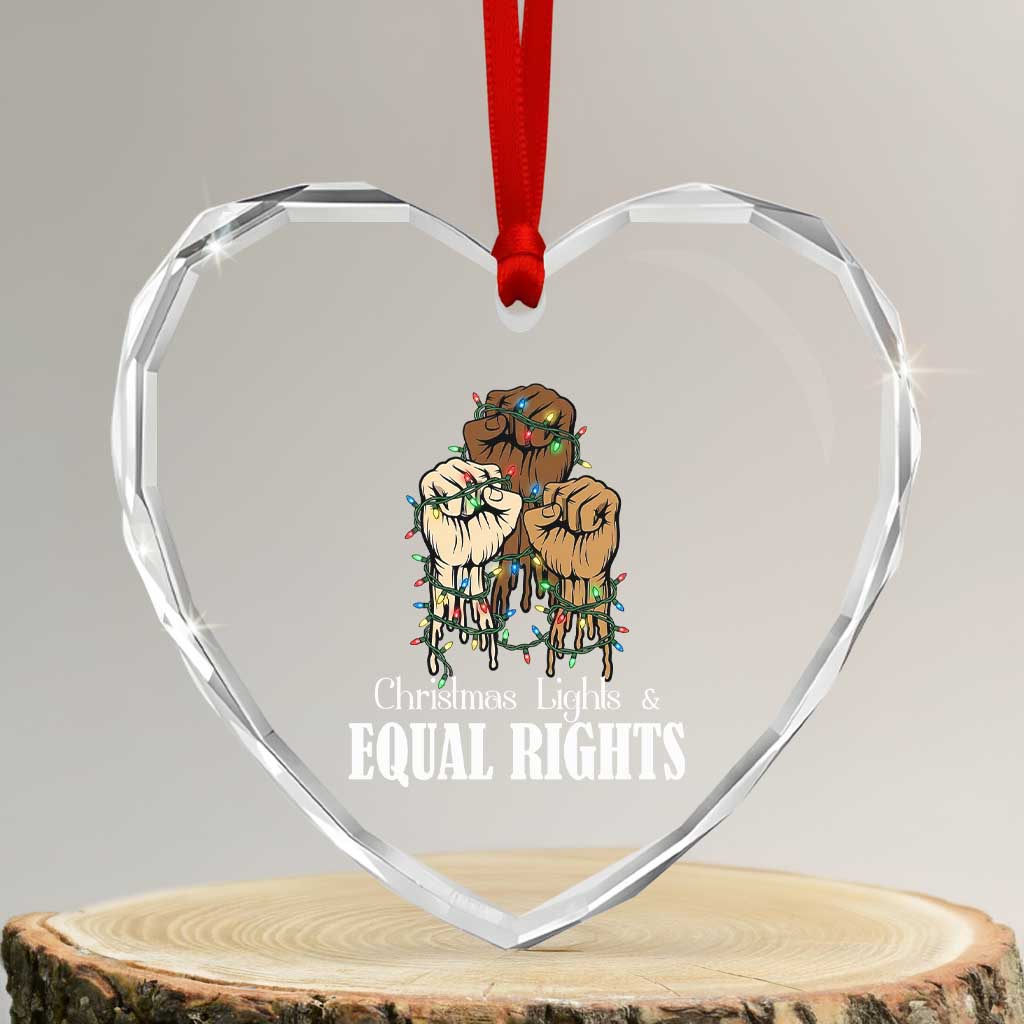 Christmas Lights And Equal Rights Heart Crystal Glass Ornament Diversity Xmas Gift TS12 Transparent Glass 3'' Heart Print Your Wear