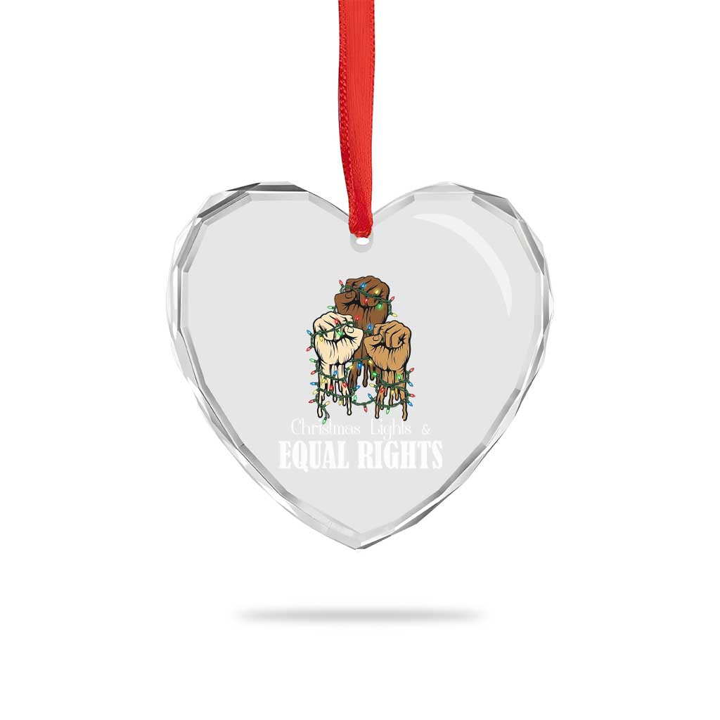 Christmas Lights And Equal Rights Heart Crystal Glass Ornament Diversity Xmas Gift TS12 Print Your Wear