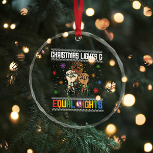 Christmas Lights And Equal Rights Ugly Sweater Crystal Glass Ornament Xmas Activism Gift TS12 Print Your Wear