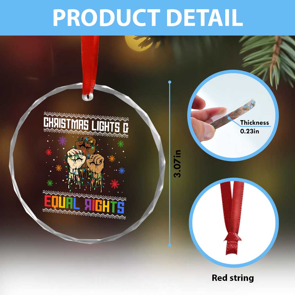 Christmas Lights And Equal Rights Ugly Sweater Crystal Glass Ornament Xmas Activism Gift TS12 Print Your Wear