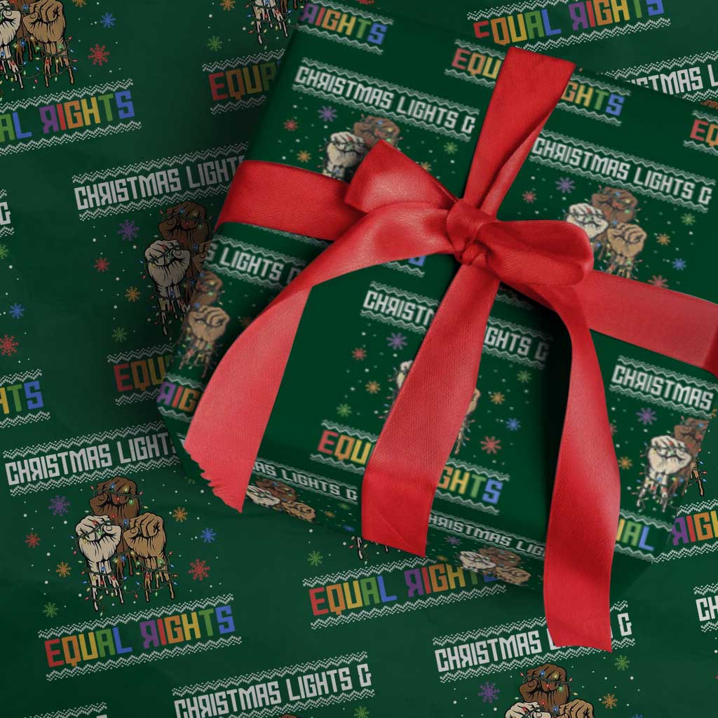 Christmas Lights And Equal Rights Ugly Sweater Wrapping Paper Roll Xmas Activism Gift TS12 Green Print Your Wear