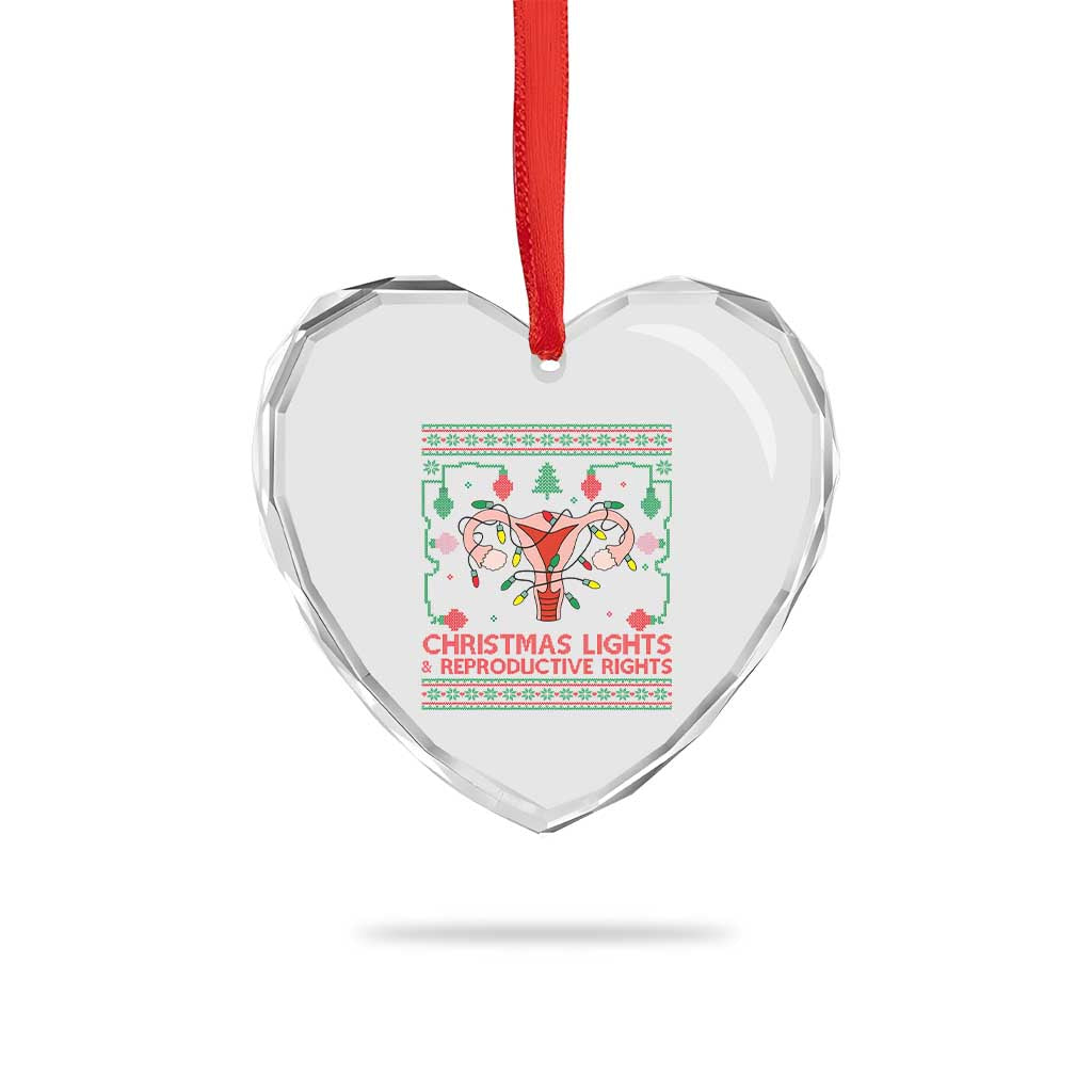 Christmas Lights And Reproductive Rights Heart Crystal Glass Ornament Xmas Feminist Supporter Gift TS12 Print Your Wear