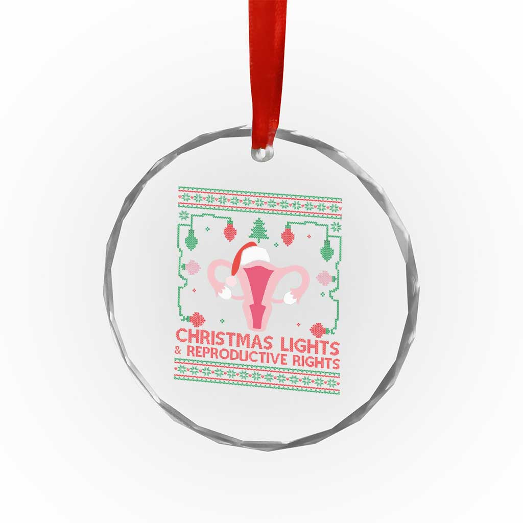 Christmas Lights And Reproductive Rights Ugly Christmas Crystal Glass Ornament Feminist Holiday Gift TS12 Print Your Wear