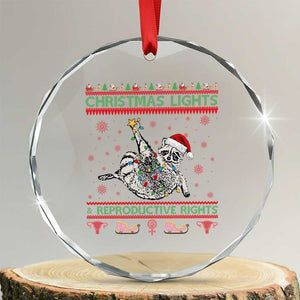 Christmas Lights And Reproductive Rights Ugly Christmas Crystal Glass Ornament Feminist Raccoon Gift TS12 Transparent Glass 3'' Circle Print Your Wear