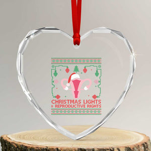 Christmas Lights And Reproductive Rights Ugly Christmas Heart Crystal Glass Ornament Feminist Holiday Gift TS12 Transparent Glass 3'' Heart Print Your Wear